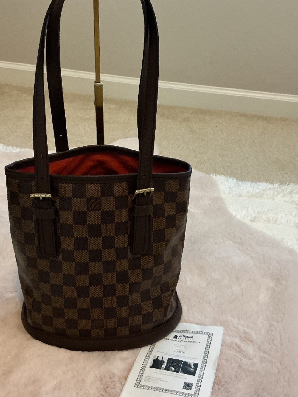 Louis Vuitton Damier Ebene Bucket  with COA